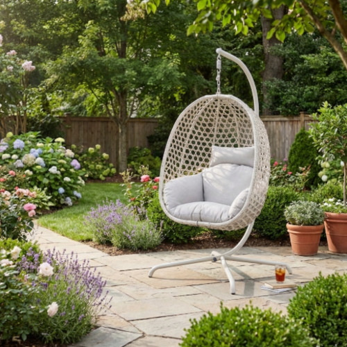 ערסל תלוי "נובה קוזי" – ביצת ראטן מעוצבת עם סטנד פרימיום