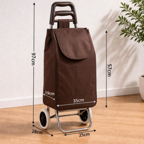 עגלת קניות על גלגלים דגם שוקא צבע חום