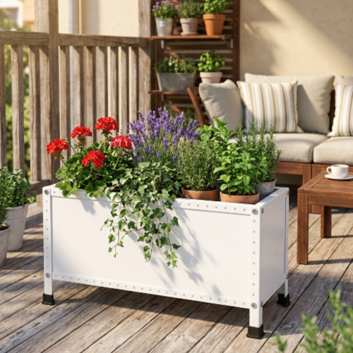 אדנית מתכת מודולוס UrbanBox 90 צבע לבן