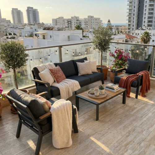 סט ישיבה אלוטרה מעוצב בגוון אפור־יוקרתי