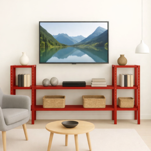 מזנון מתכת מודולרי – עיצוב חכם וגמיש לבית - צבע  אדום - גובה 150 ס"מ