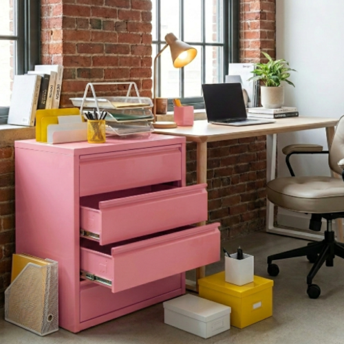 שידה 4 מגירות - צבע ורוד