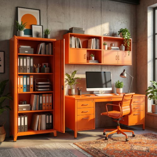 ארון מתכת 2 דלתות צבע כתום 