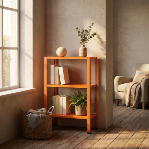 ספריית מתכת מודרנית ואלגנטית דגם אורבה - צבע כתום 30/60/60