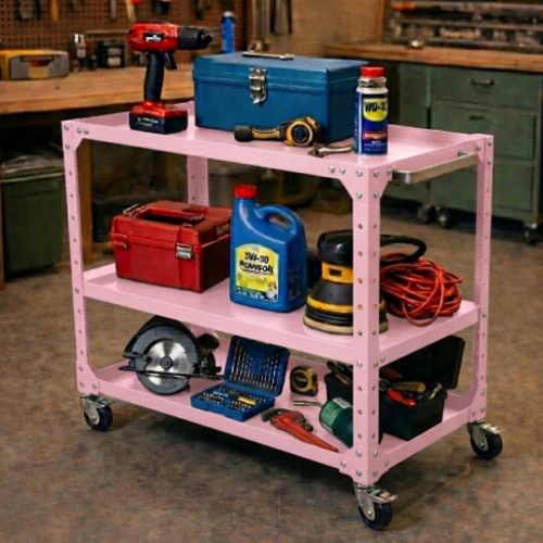 עגלת עבודה מודומוס דגם טורבו-רול 3 קומות צבע ורוד