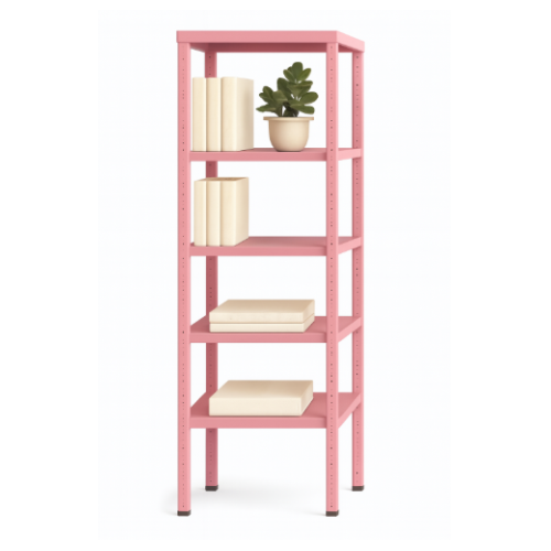 מדפי רוזה פלוס הם יחידת אחסון מתכתית יציבה ומדויקת צבע ורוד - 30/60/100