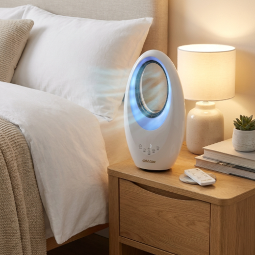 מאוורר אובלי בטיחותי + שלט ותאורת ATL-1930 / BLADELESS FAN 3D LED