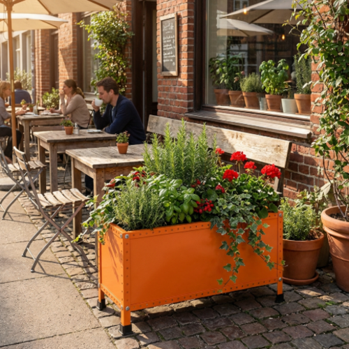 אדנית מתכת מודולוס UrbanBox 90 צבע כתום