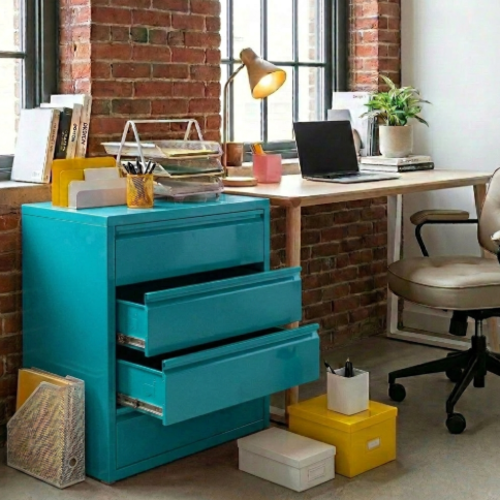 שידה 4 מגירות - צבע טורקיז