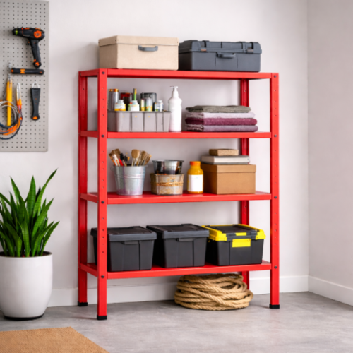 מדף מתכת מודולרי ואסתטי בעיצוב נקי ו דגם פלקסו - צבע אדום 30/60/80