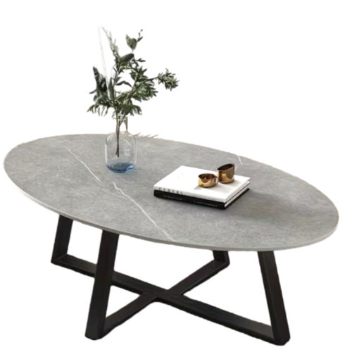 שולחן סלוני “גרנייטו” צבע שייש שחור אובלי