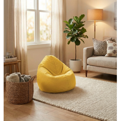  פוף בצורת אגס מבד מיוחד עמיד למים - צבע צהוב