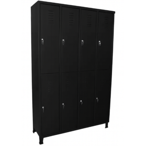ארון הלבשה ממתכת 8 דלתות - צבע שחור 