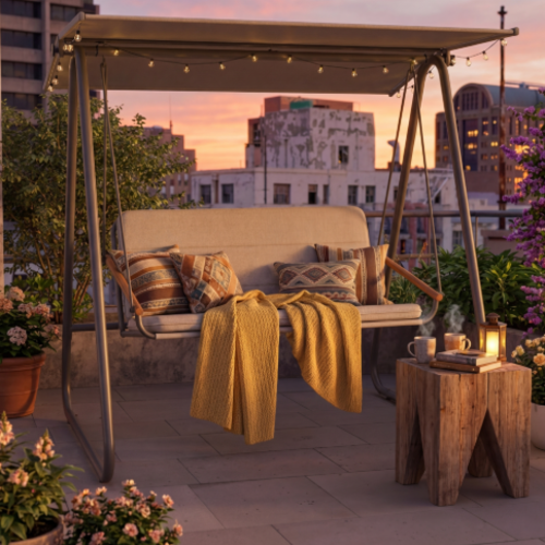 נדנדה זוגית לגינה או למרפסת – דגם "לוניה"