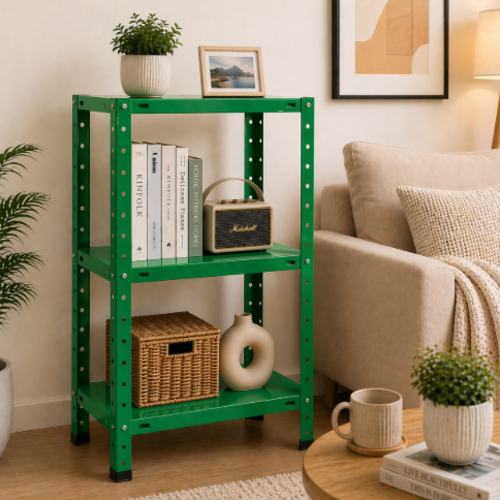 ספריית מתכת מודרנית ואלגנטית דגם אורבה - צבע ירוק  40/60/70 ס"מ