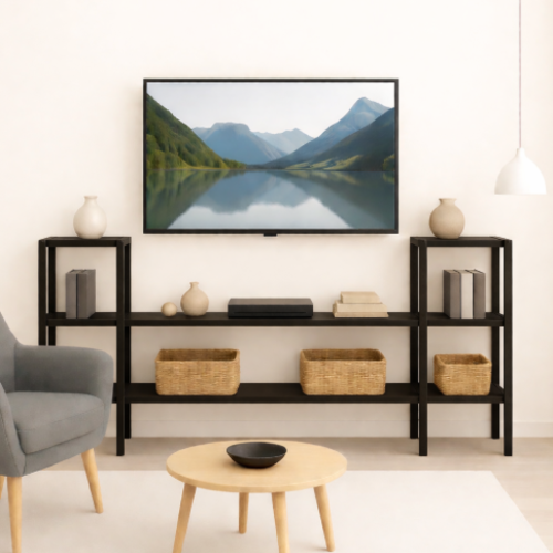 מזנון מתכת מודולרי – עיצוב חכם וגמיש לבית - צבע שחור - גובה 150 ס"מ