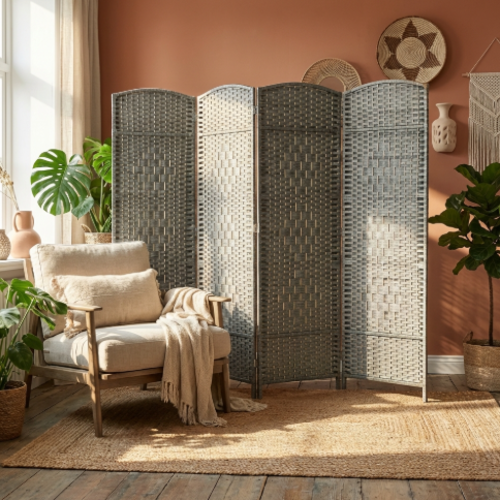 פרגוד קש 4 פנלים – אפור 