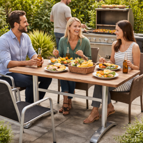 שולחן אירוח “וודסטייל אלגנט” דמוי עץ