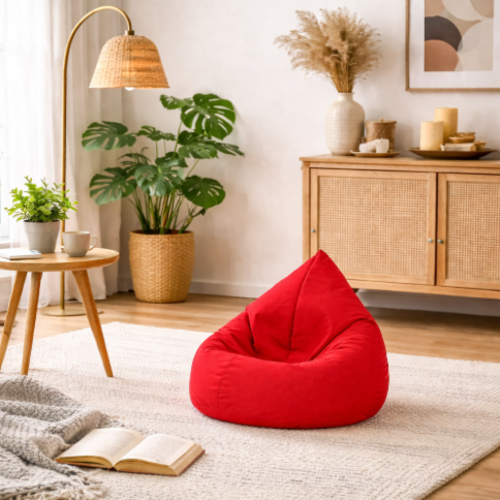  פוף בצורת אגס מבד מיוחד עמיד למים - צבע אדום