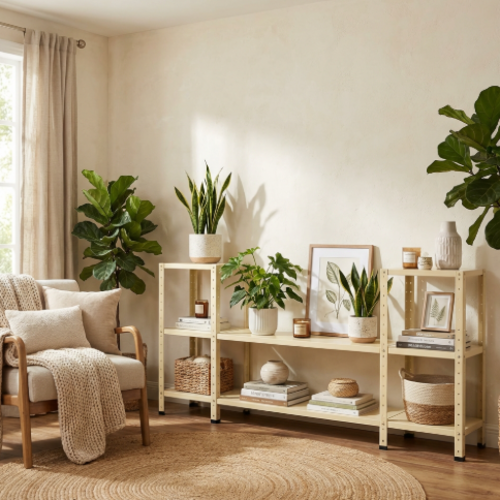 מזנון מתכת מודולרי – עיצוב חכם וגמיש לבית - צבע קרם - גובה 60 ס"מ