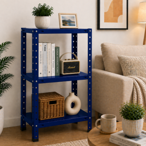 ספריית מתכת מודרנית ואלגנטית דגם אורבה - צבע כחול  40/60/70 ס"מ