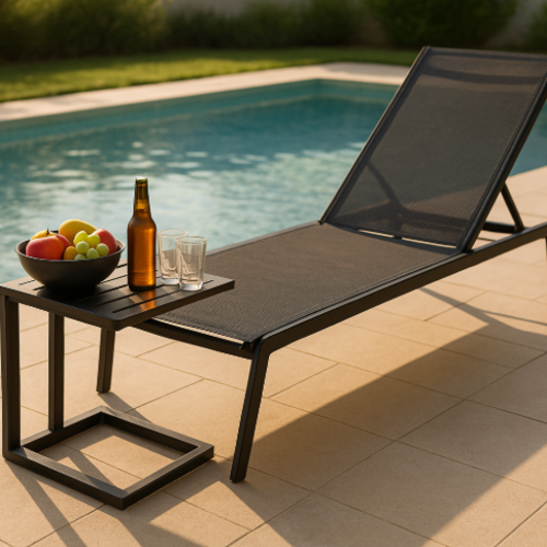 שולחן צד אלומיניום בעיצוב מודרני – דגם VERTU - צבע שחור 