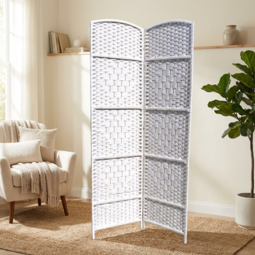 פרגוד קש  2  פנלים –  צבע לבן קרם