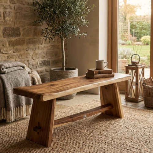 ספסל בנוי  בעבודת יד עץ מהגוני 