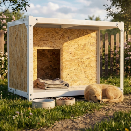 מודומוס דגם נובה־האוס – מלונה מודולרית מעוצבת לכלב צבע לבן