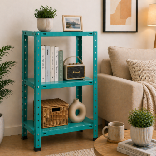 ספריית מתכת מודרנית ואלגנטית דגם אורבה - צבע טורקיז  40/60/70 ס"מ