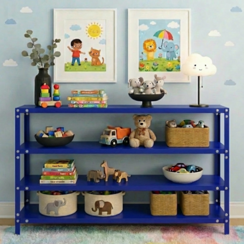 ספריה / מזנון ממתכת 140/40/100 צבע שחור 4 מדפים