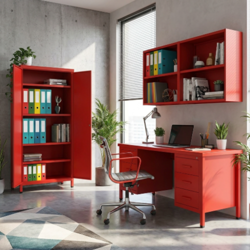 ארון מתכת 2 דלתות צבע אדום