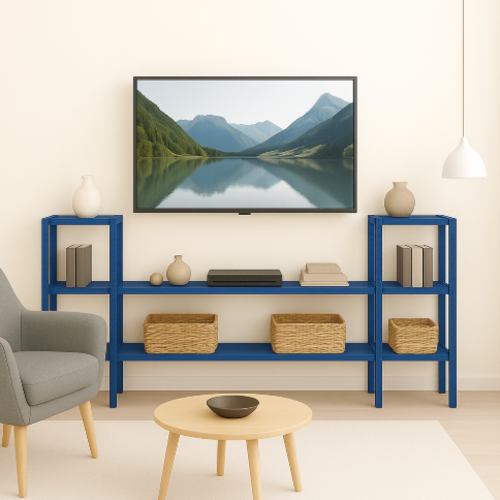 מזנון מתכת מודולרי – עיצוב חכם וגמיש לבית - צבע כחול - גובה 150 ס"מ