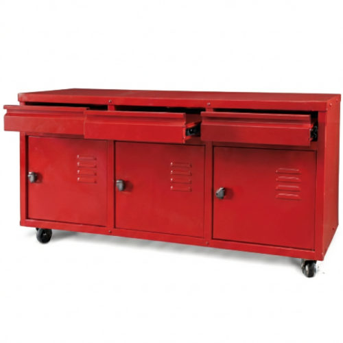 שידה 3 דלתות + 3 מגירות - צבע אדום