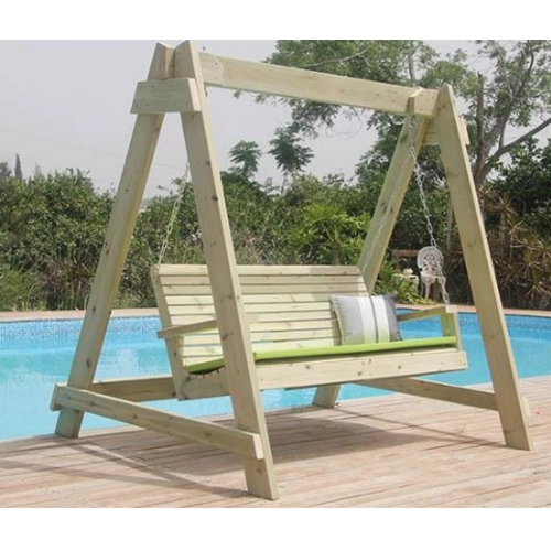 נדנדה מעץ 3 מקומות דגם פסיפס