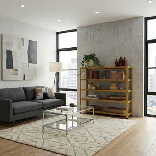 ספריה / מזנון ממתכת 120/30/100 צבע צהוב 5 מדפים