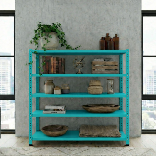 ספריה / מזנון ממתכת 120/30/100 צבע טורקיז 5 מדפים