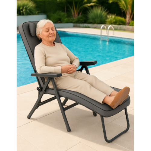 כיסא נוח מתקפל כולל מזרון ומצבים דגם ליברטי תוצרת איטליה - אפור