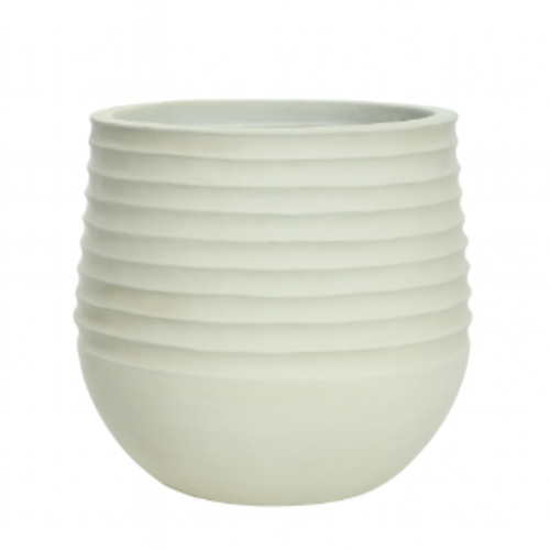 כד עגול פלסטיק דמוי אבן צבע אופווייט 40*40*37 סמ