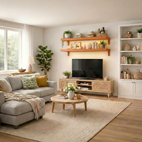 זוג מדפים מעוצבים  25/100 ס"מ - מודומוס SkyLine 110 - צבע כתום