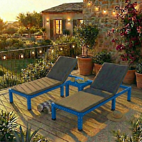 מודומוס TwinWave 192 סט 2 מיטות ושולחן צד - צבע כחול שמיים