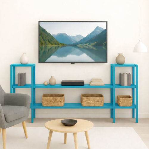 מזנון מתכת מודולרי – עיצוב חכם וגמיש לבית - צבע טורקיז - גובה 150 ס"מ