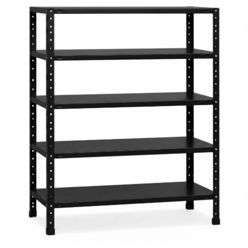 סט מדפי מתכת 5 קומות - צבע שחור