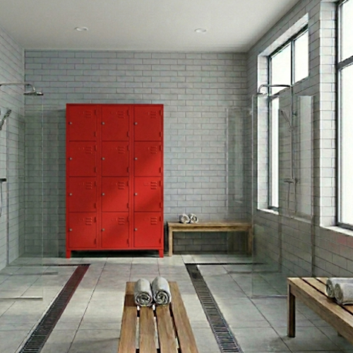 ארון לוקר 12 תאים רחבים  צבע אדום