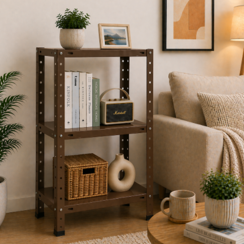 ספריית מתכת מודרנית ואלגנטית דגם אורבה - צבע חום 40/60/70 ס"מ