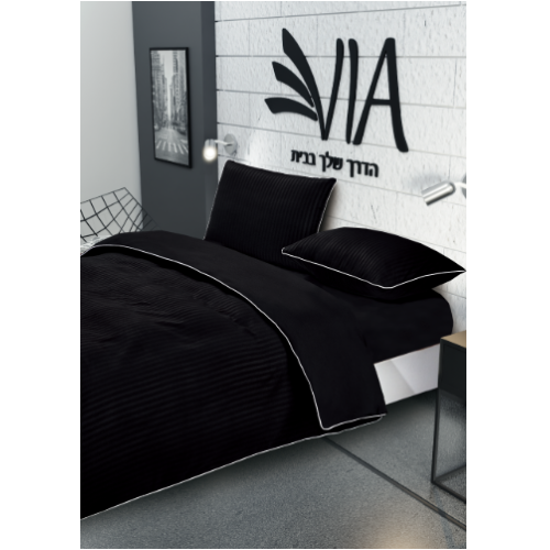 סט מצעים זוגי 160/200ס"מ 100% סאטן אל קמט כולל 2 ציפיות דגם נאפולי