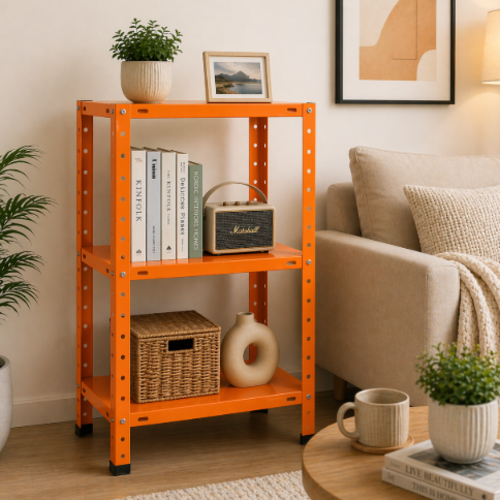 ספריית מתכת מודרנית ואלגנטית דגם אורבה - צבע כתום  40/60/70 ס"מ