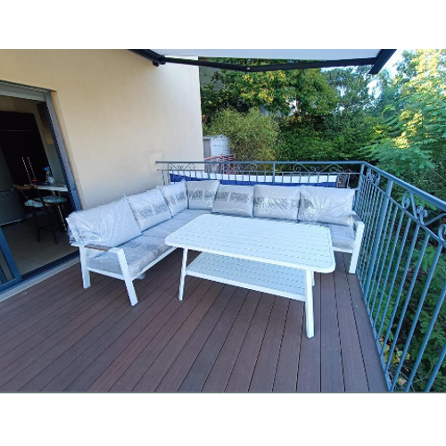 ⁦⁦מערכת ישיבה אלומיניום פינתית דגם ליון צבע לבן