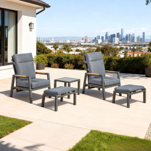 סט ישיבה זוגי כולל הדום פרטי ושולחן  אפור - דגם מרקול