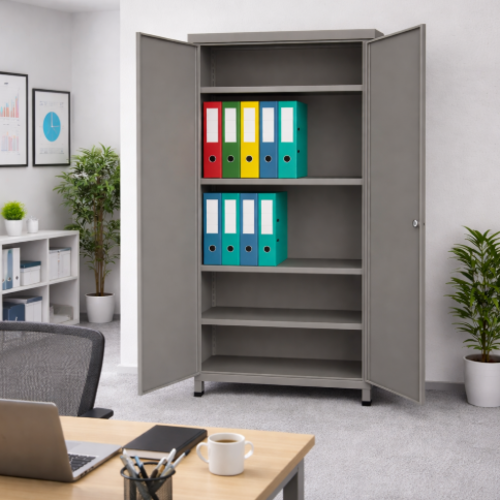 ארון מתכת 2 דלתות צבע אפור